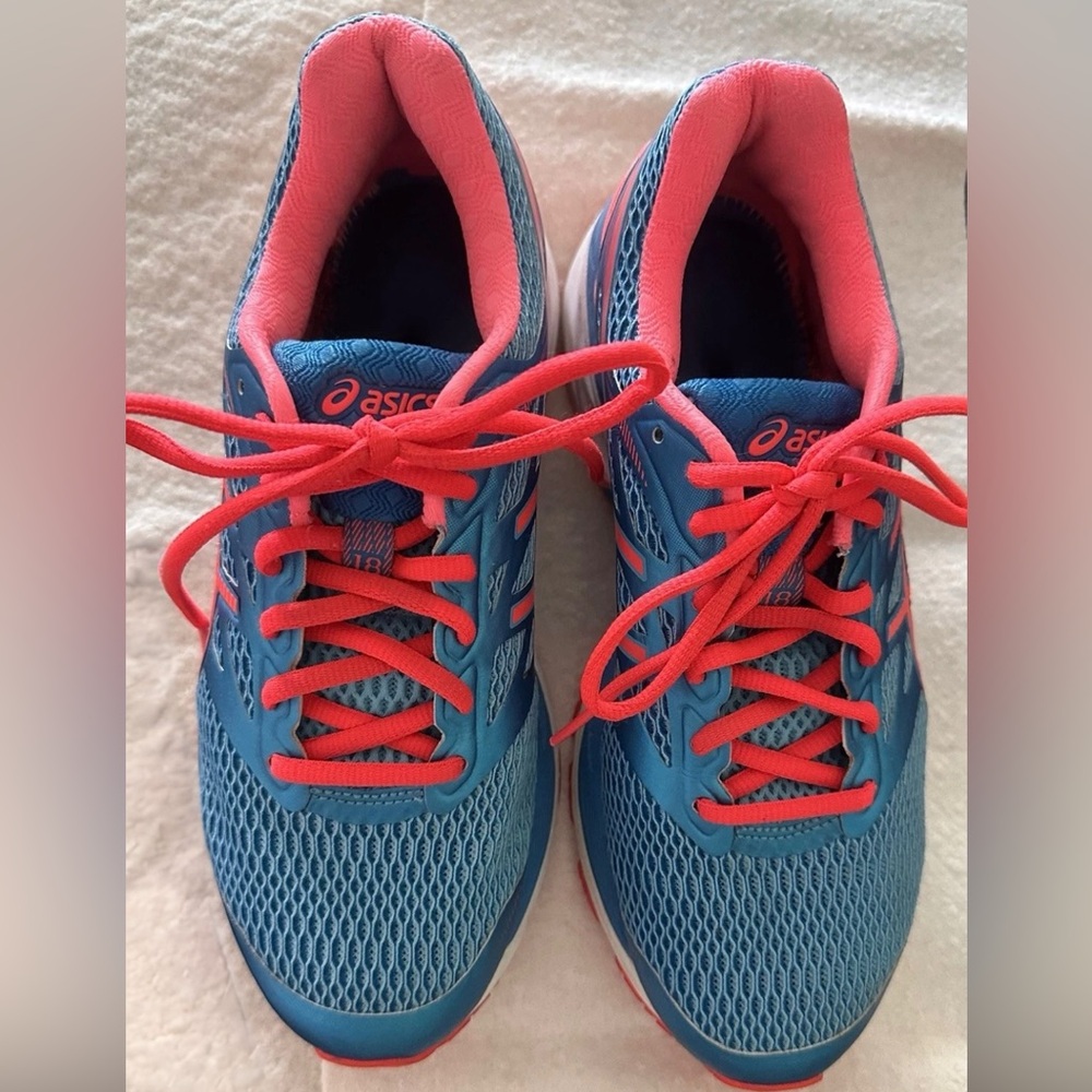 Asics Women's Blue and Pink Athletic Running Shoes